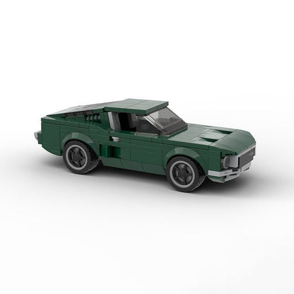 Vintage 1968 Dark Green V8 Fastback Muscle Car Building Kit | 6-Wide LEGO-Compatible MOC - 3