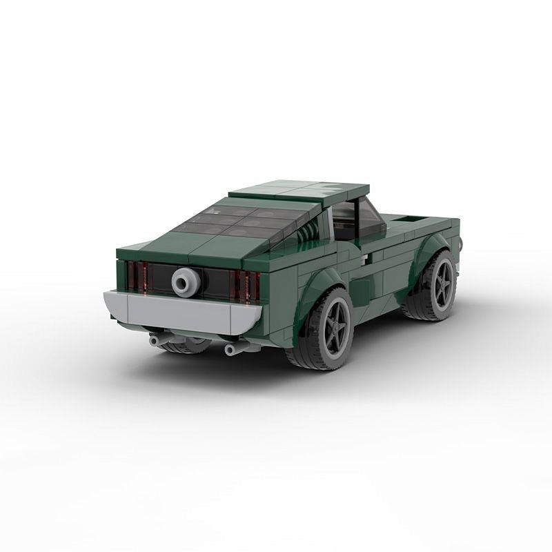 Vintage 1968 Dark Green V8 Fastback Muscle Car Building Kit | 6-Wide LEGO-Compatible MOC - 4