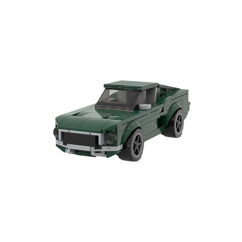 Vintage 1968 Dark Green V8 Fastback Muscle Car Building Kit | 6-Wide LEGO-Compatible MOC - 5