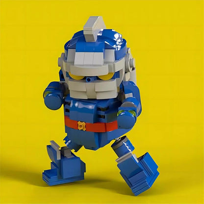 Vintage Blue Giant Robot MOC Building Kit | Retro Mecha Figure - 4