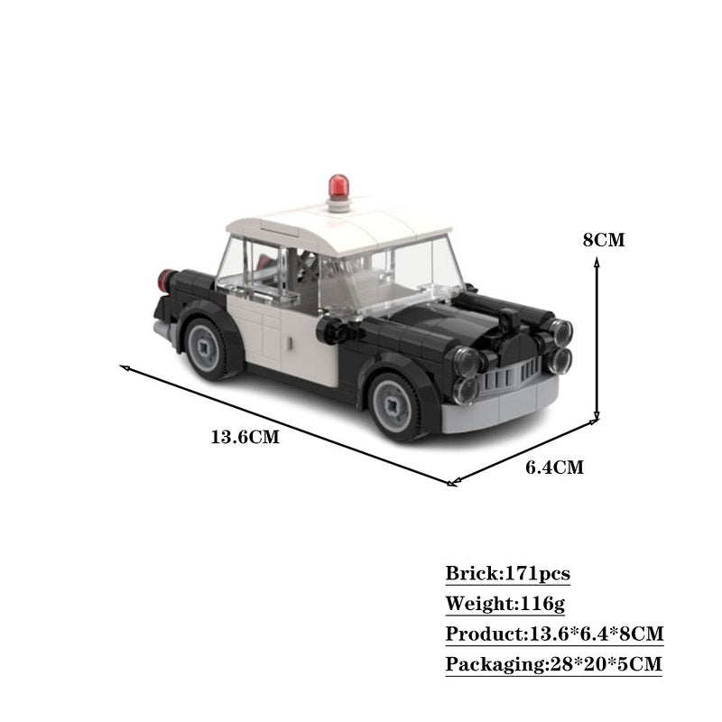 Vintage Police Car MOC Building Kit | Mini Figure Scale Patrol Vehicle - 4