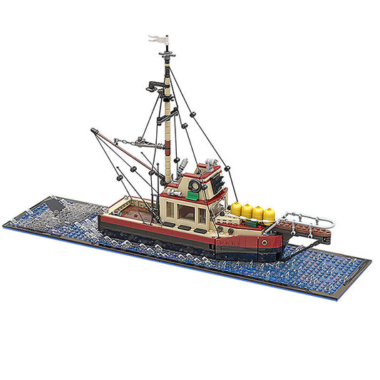 Vintage Shark Hunter Boat Building Kit | LEGO-Compatible MOC - 1