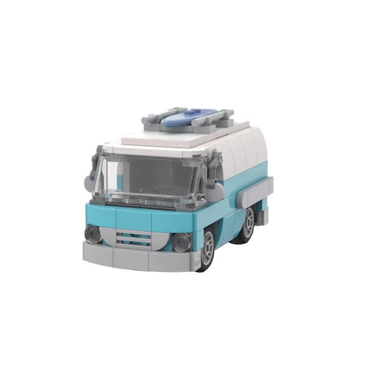 Vintage Surfer Van MOC Building Kit | Retro Vehicle Model - 1