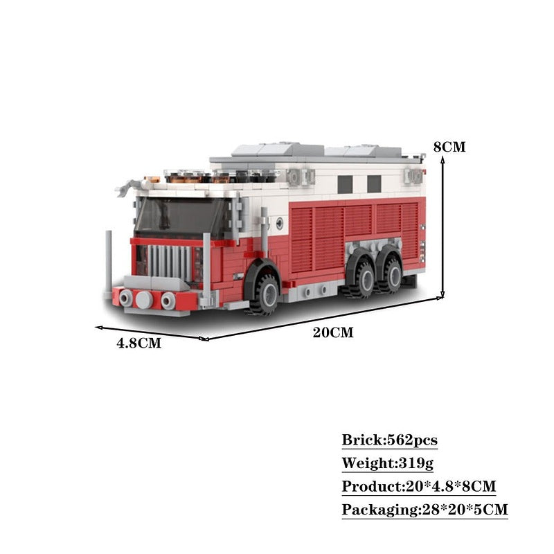Walk-In Heavy Rescue Fire Truck MOC Building Kit | Emergency Vehicle - 2