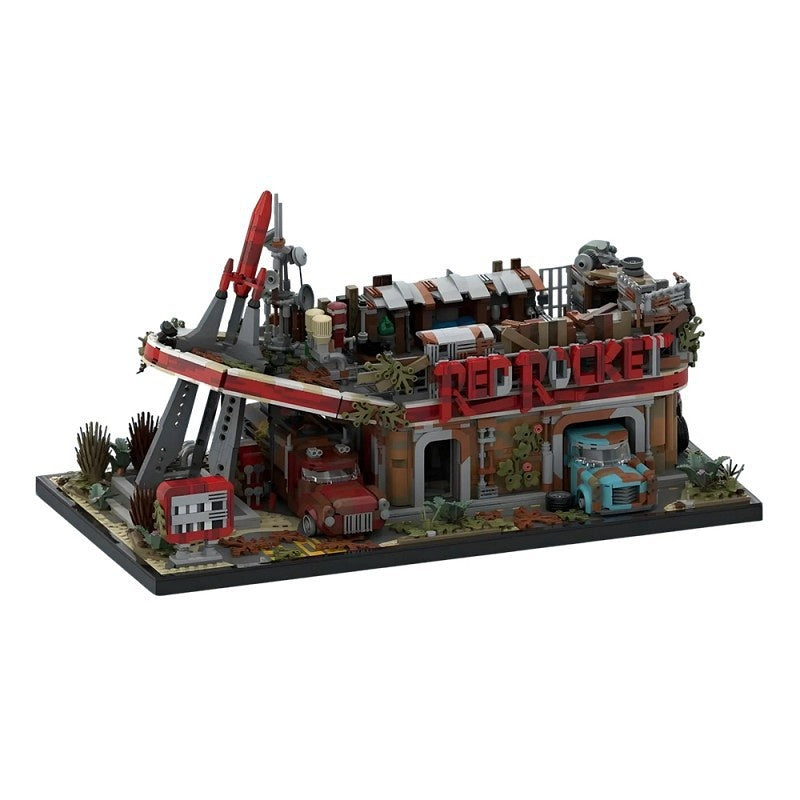 Wasteland Red Gas Station MOC Building Kit | Post-Apocalyptic Garage - 3