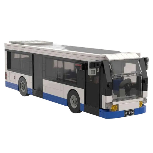 White & Blue Dutch City Transit Bus MOC Building Kit - 1