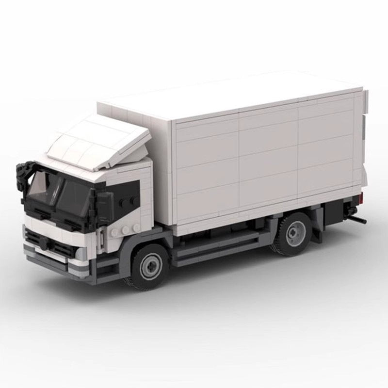 White Commercial Cargo Truck Building Kit | LEGO-Compatible MOC - 1