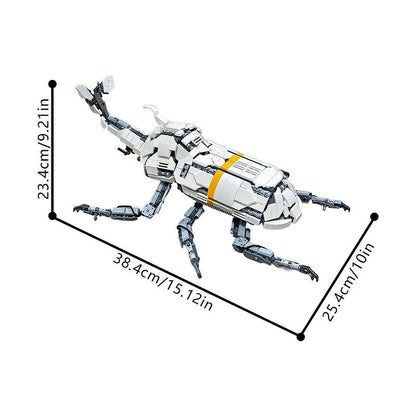 White Mechanical Beetle MOC Animal Model Building Kit | Insect Creature - 4