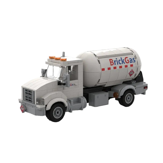 White Propane Delivery Tanker Truck MOC Building Kit - 1