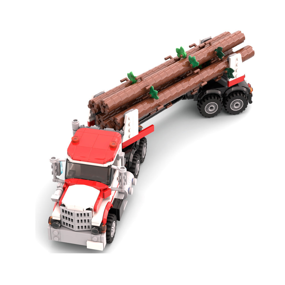 White Stallion Logging Truck Building Kit | Compatible MOC - 2