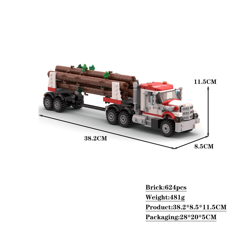 White Stallion Logging Truck Building Kit | Compatible MOC - 5