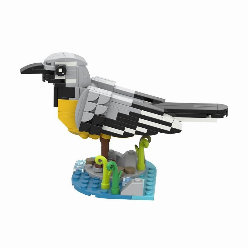 White Wagtail Bird MOC Building Kit | Wildlife Display Model - 2