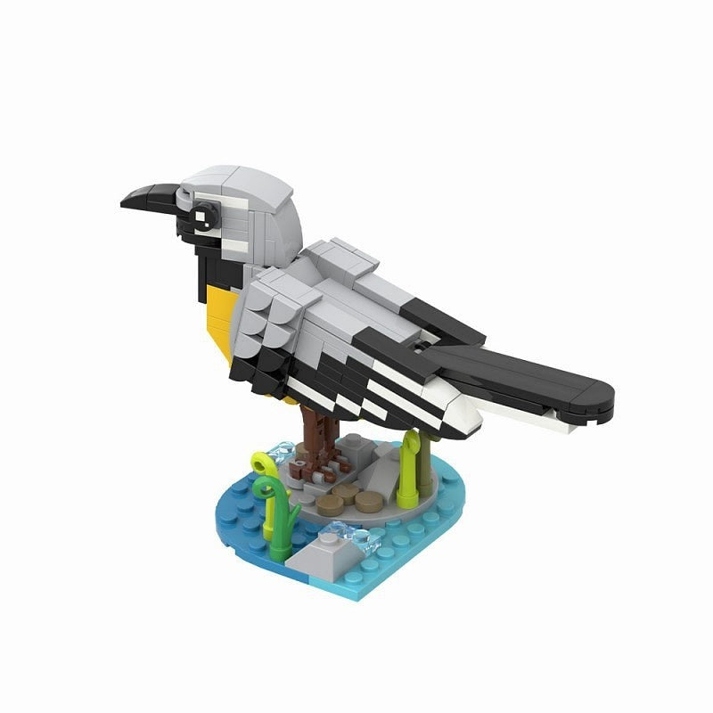 White Wagtail Bird MOC Building Kit | Wildlife Display Model - 3