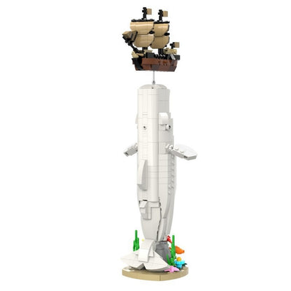 White Whale MOC Building Kit | Ocean Animal Display Model - 3