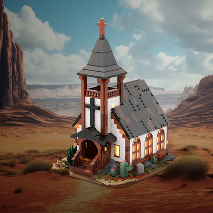 Wild West Frontier Church Building Kit | LEGO-Compatible MOC - 1