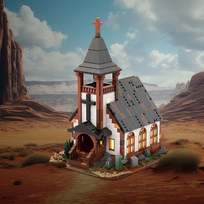 Wild West Frontier Church MOC Building Kit | Western Architecture Model - 2