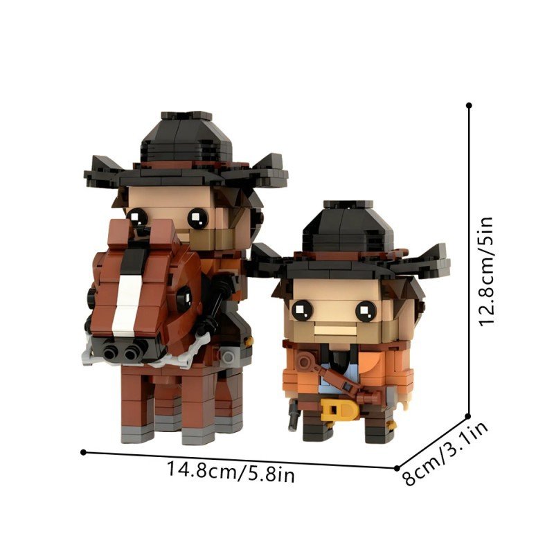 Wild West Outlaw Cowboy Brickheadz MOC Figure | LEGO-Compatible Gunslinger Model - 2