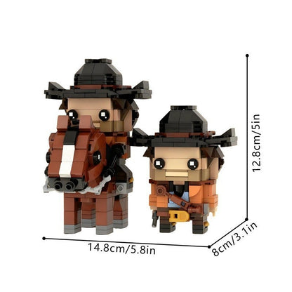 Wild West Outlaw Cowboy MOC Cube Character Building Kit | Gunslinger Figure - 2