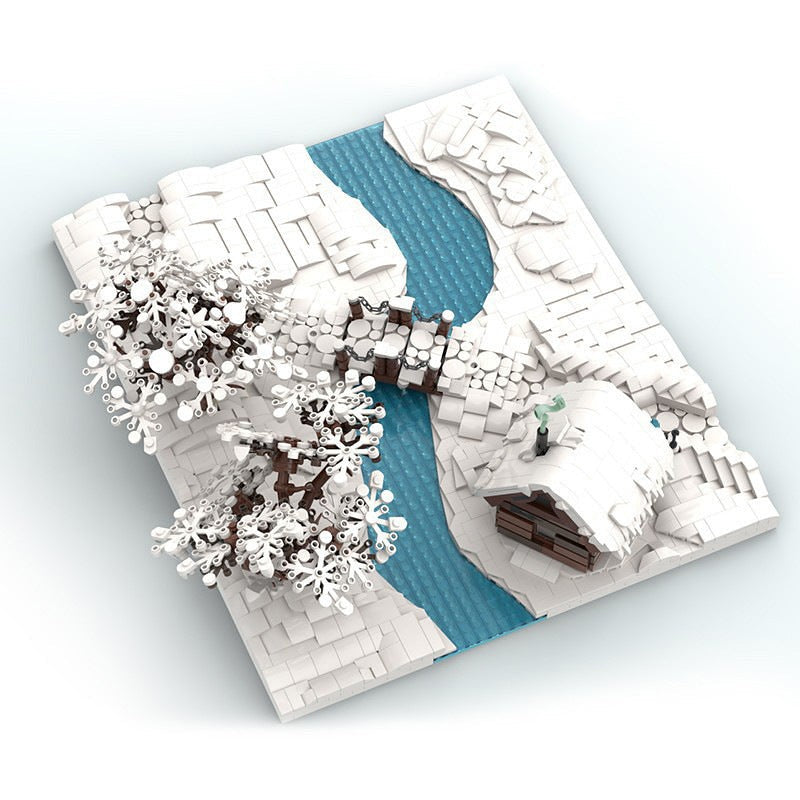 Winter Scene MOC Building Kit | Snowy Winter Village Display Model - 2