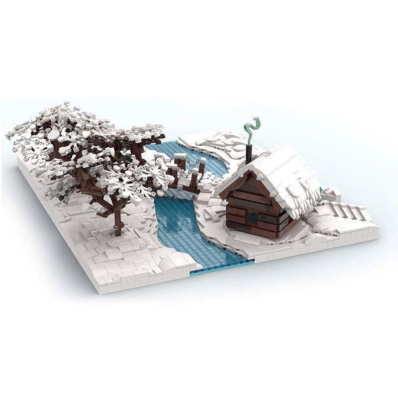 Winter Scene MOC Building Kit | Snowy Winter Village Display Model - 3