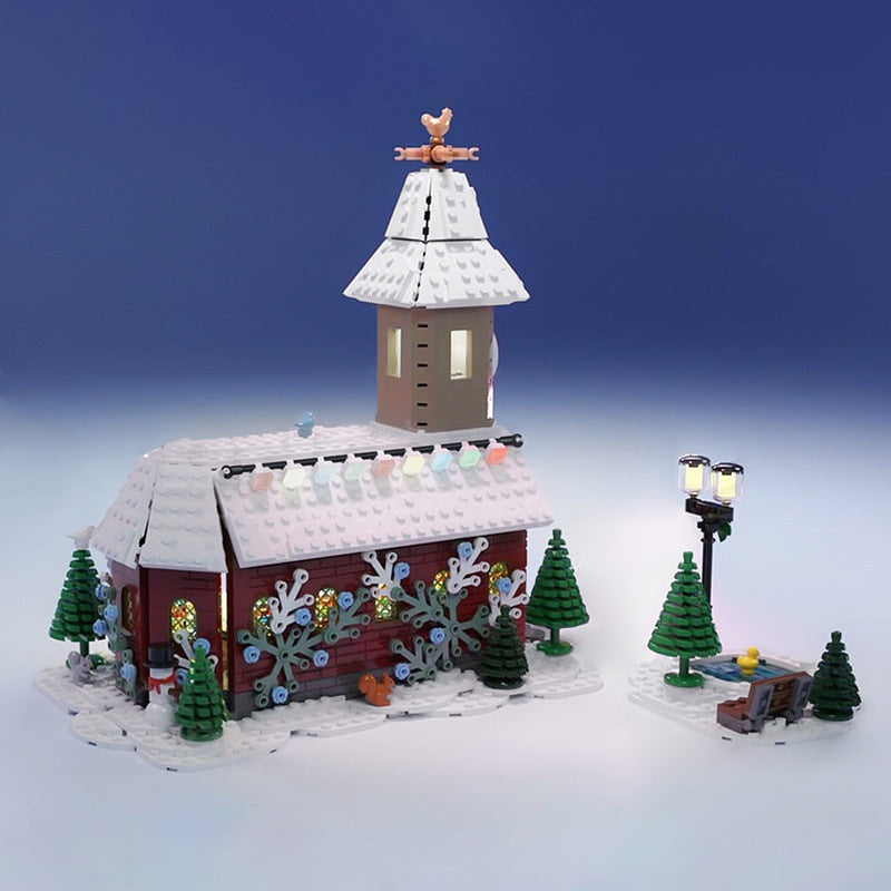 Winter Village Chapel MOC Building Kit | Snowy Historic Architecture - 3