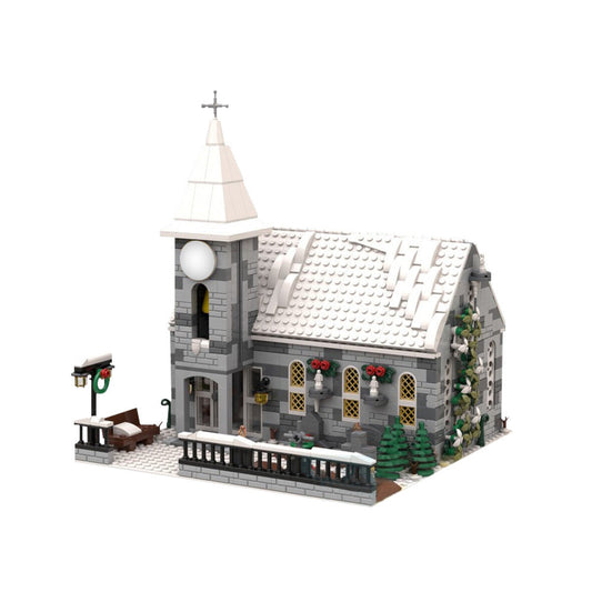 Winter Village Church Building Kit | Compatible MOC - 1