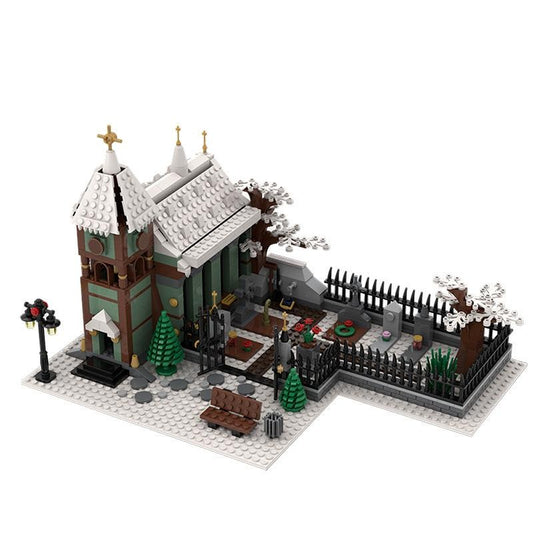 Winter Village Church MOC Building Kit | Snowy Architecture Model - 1