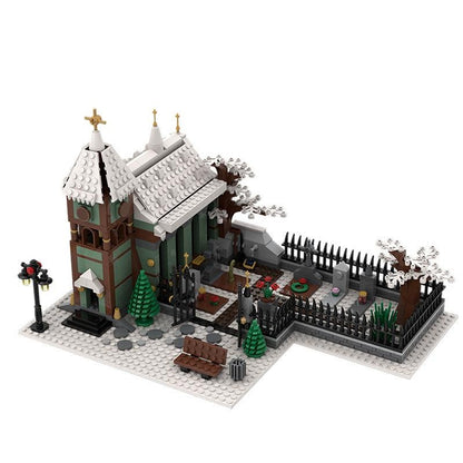 Winter Village Church MOC Building Kit | Snowy Architecture Model - 2