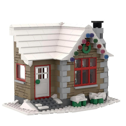 Winter Village Cottage MOC Building Kit | Snowy Cabin Architecture - 6