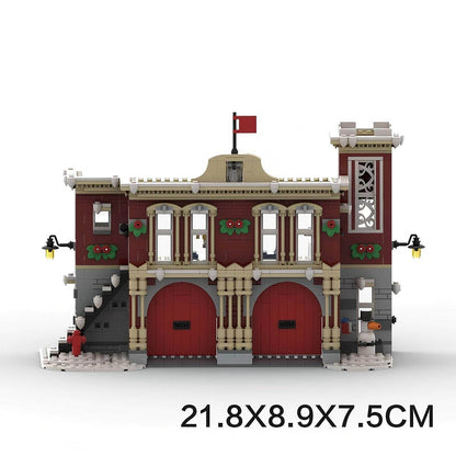 Winter Village Fire Station Expanded 2-Bay Modular Building Kit | Compatible MOC - 2