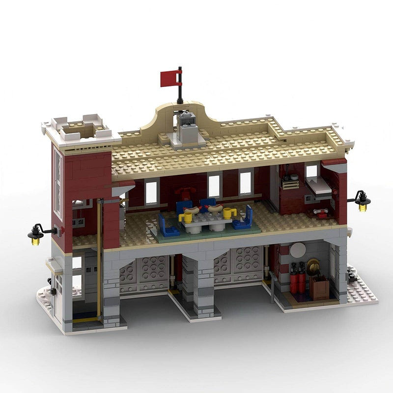 Winter Village Fire Station Expanded 2-Bay Modular Building Kit | Compatible MOC - 3