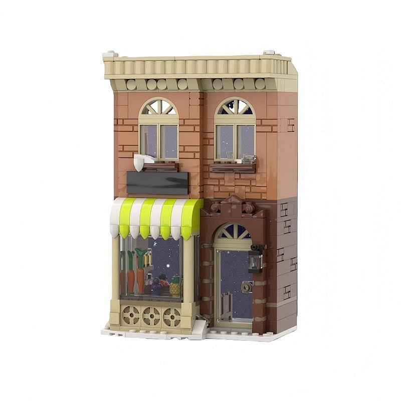 Winter Village Market MOC Building Kit | Snowy Seasonal Shop Architecture - 1