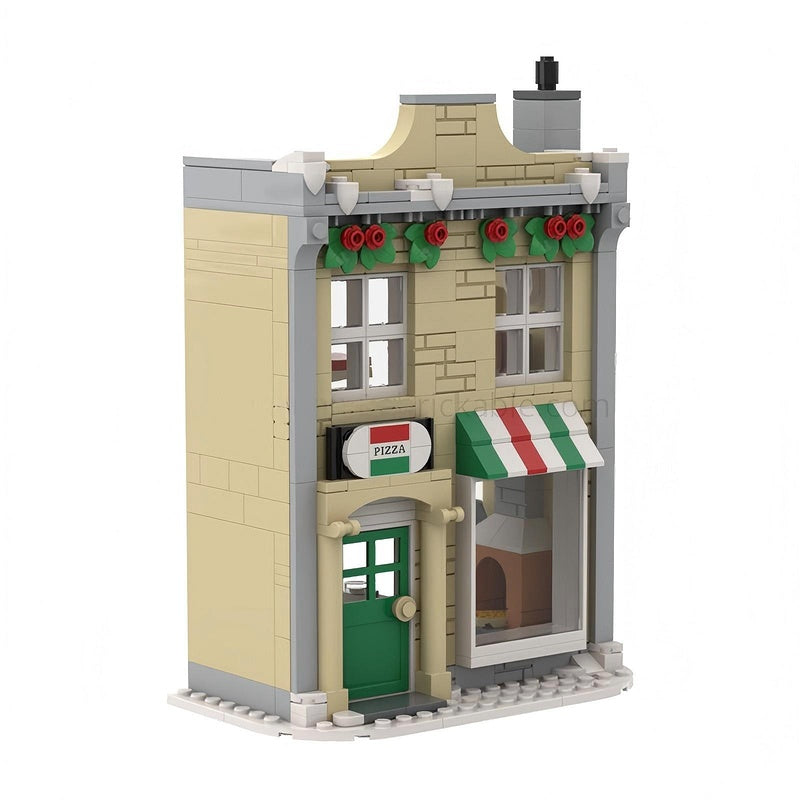 Winter Village Pizzeria Building Kit | LEGO-Compatible MOC - 2