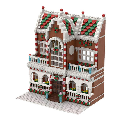 Winter Village Town House MOC Building Kit | Cozy Snowy Home Model - 1
