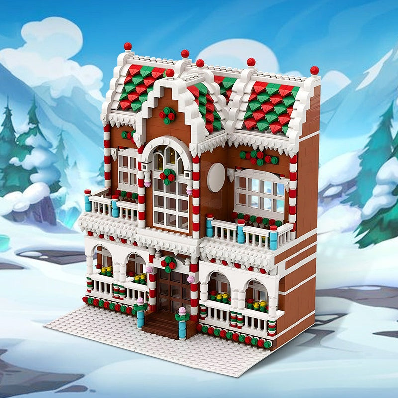 Winter Village Town House MOC Building Kit | Cozy Snowy Home Model - 2