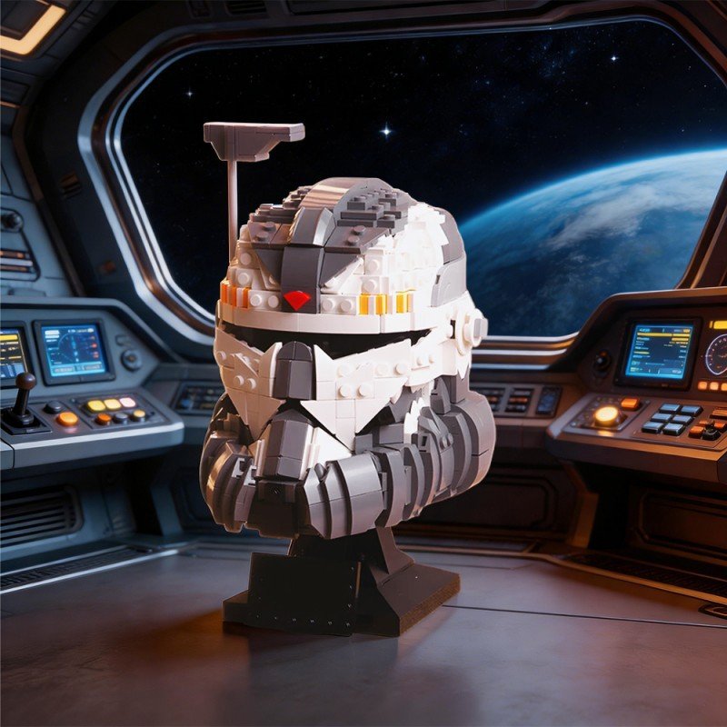 Wolf Squad Commander Sci-Fi Helmet Building Kit | LEGO-Compatible MOC - 4