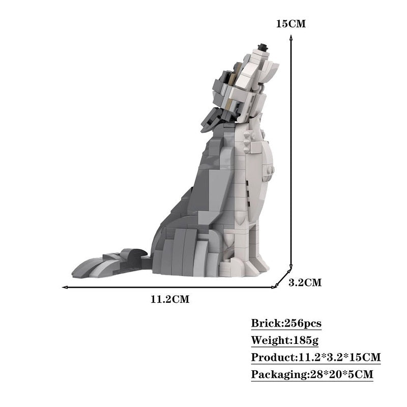 Wolf With Dirt Outcrop Base MOC Building Kit | Wildlife Display Model - 4