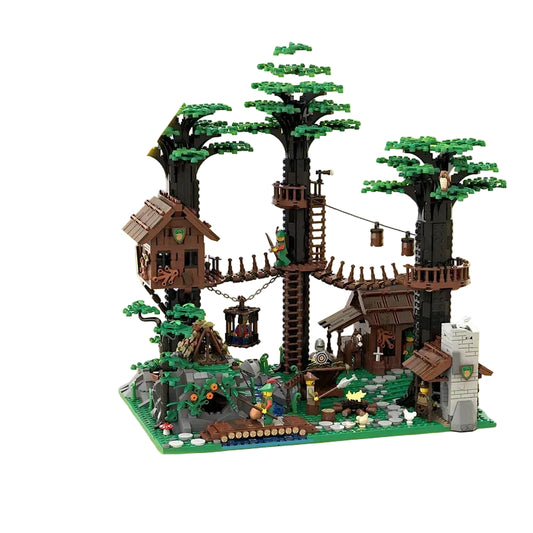 Woodland Outlaw Headquarters MOC Treetop Camp Building Kit - 1