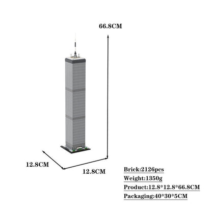 World Trade Center MOC 1:800 Scale Skyscraper Architecture Building Kit - 5