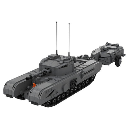 WWII Churchill Crocodile Flamethrower Tank MOC Building Kit - 1
